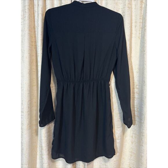 GUESS Black Lined Blousy Type Dress Midi Gold Front‎ Zipper Women's Size Medium! - Picture 2 of 6